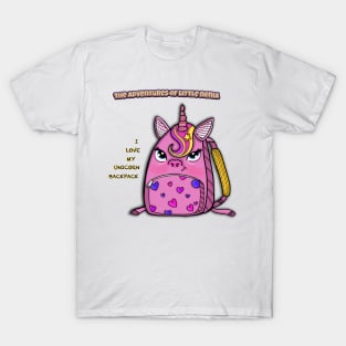 Unicorn Backpack - The Adventures of Little Nenia T-Shirt